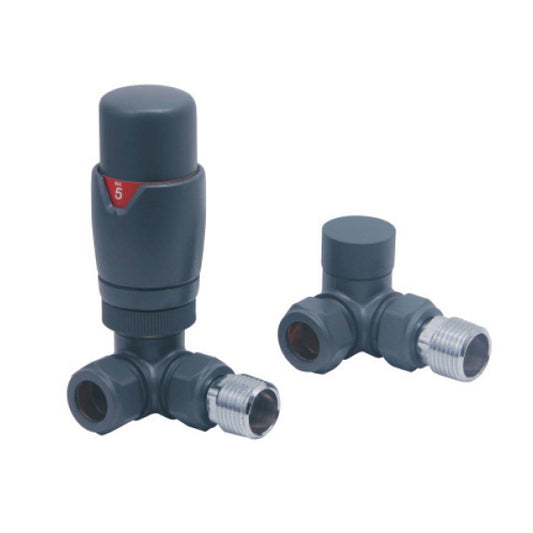 Fairford Designer Corner Radiator Valves Pair - Anthracite