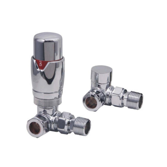Fairford Designer Corner Radiator Valves Pair - Chrome