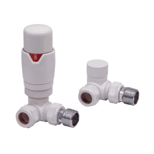 Fairford Designer Corner Radiator Valves Pair - White