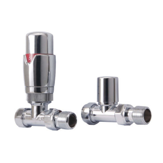 Fairford Designer Straight Radiator Valves Pair - Chrome