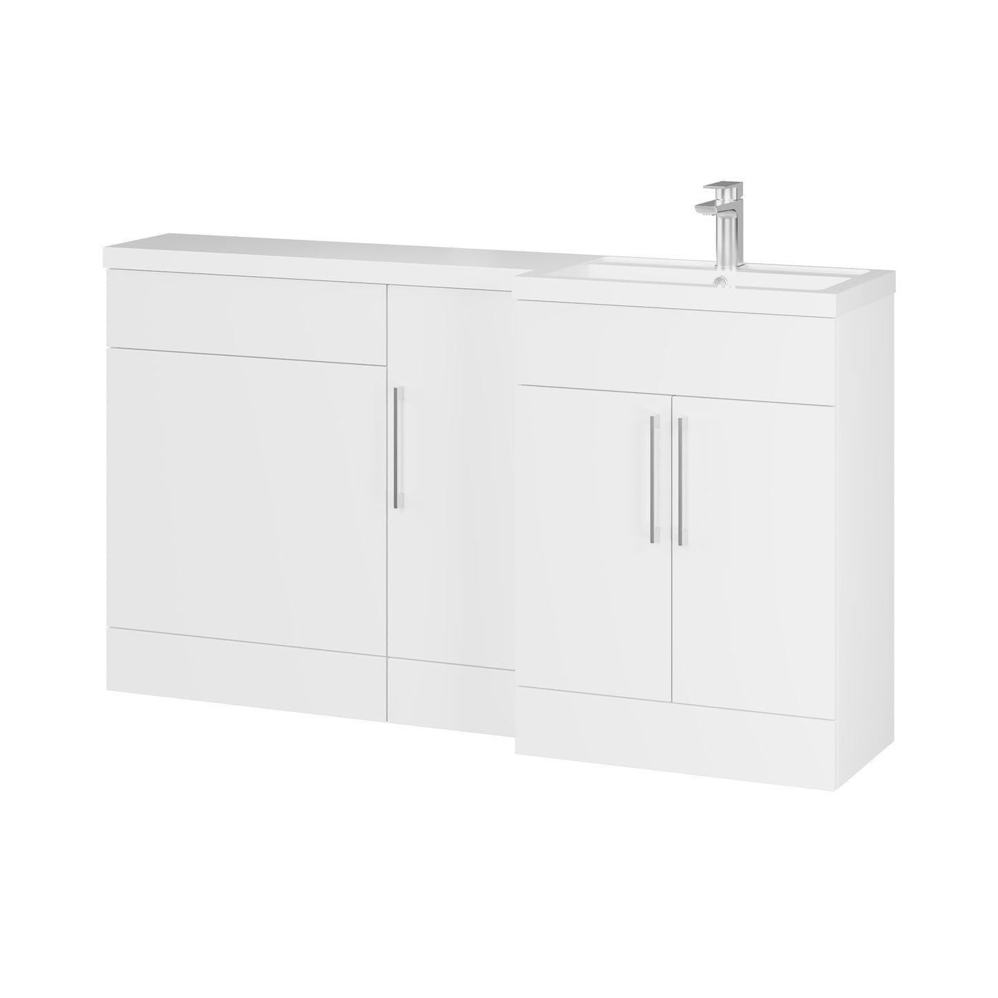 Fairford Union Style Slab Matt White 1500mm L Shape Right Hand Combination Pack