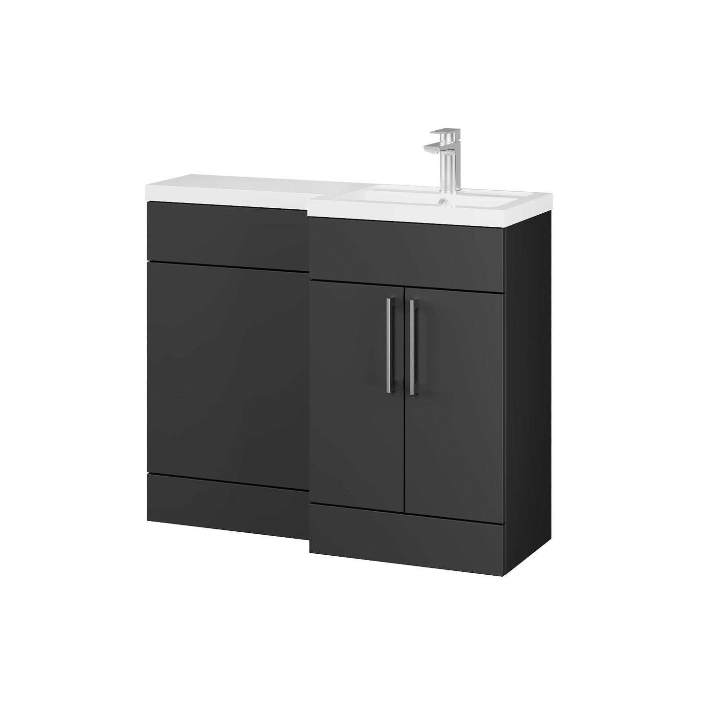 Fairford Union Style Slab Matt Soft Black 1000mm L Shape Right Hand Combination Pack