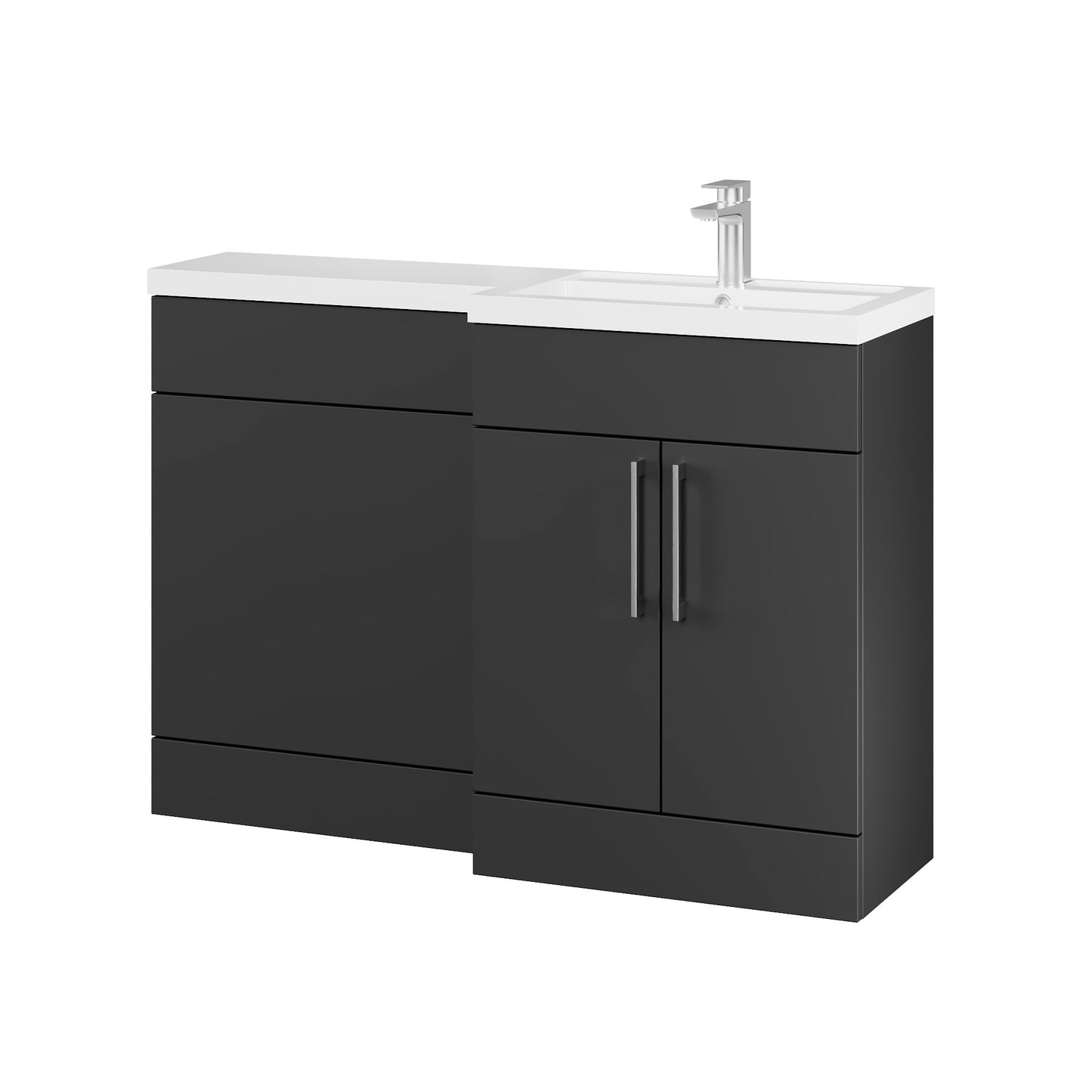 Fairford Union Style Slab Matt Soft Black 1200mm L Shape Right Hand Combination Pack