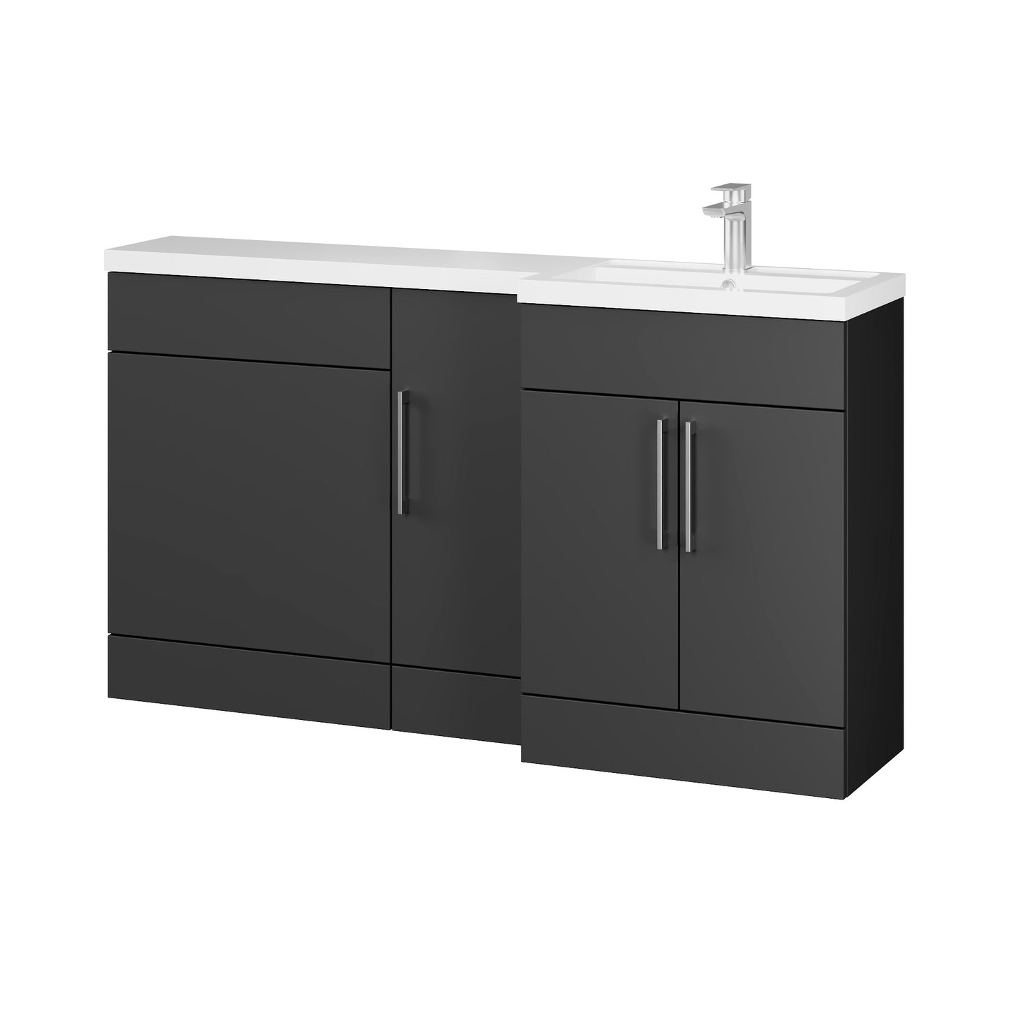 Fairford Union Style Slab Matt Soft Black 1500mm L Shape Right Hand Combination Pack