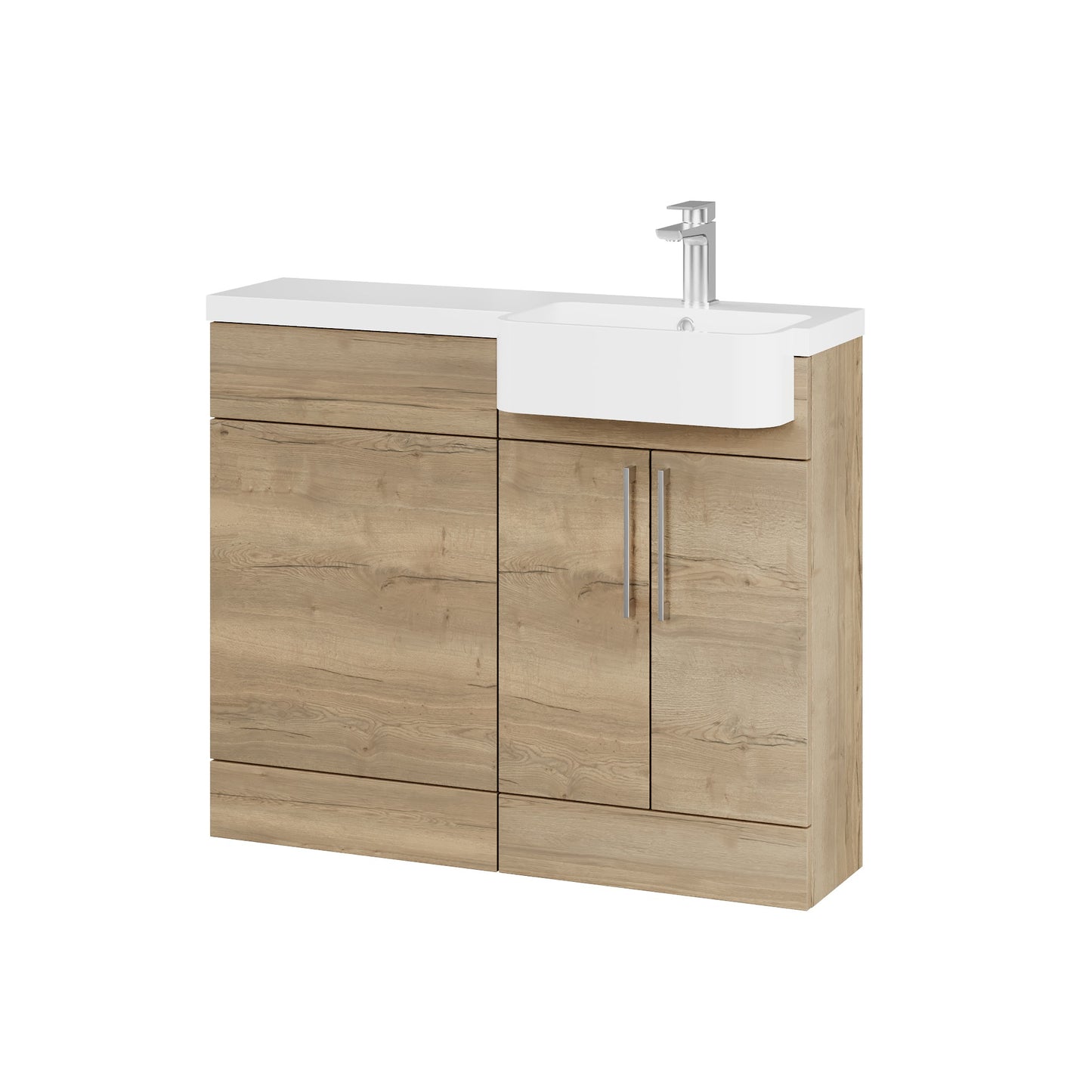 Fairford Union Style Slab Dark Oak 1000mm Round Semi Recessed Basin Right Hand Combination Pack