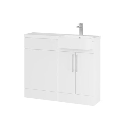 Fairford Union Style Slab Matt White 1000mm Round Semi Recessed Basin Right Hand Combination Pack