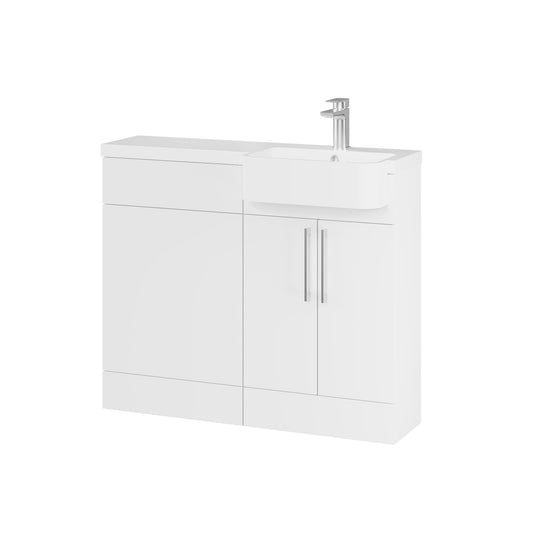 Fairford Union Style Slab Matt White 1000mm Round Semi Recessed Basin Right Hand Combination Pack