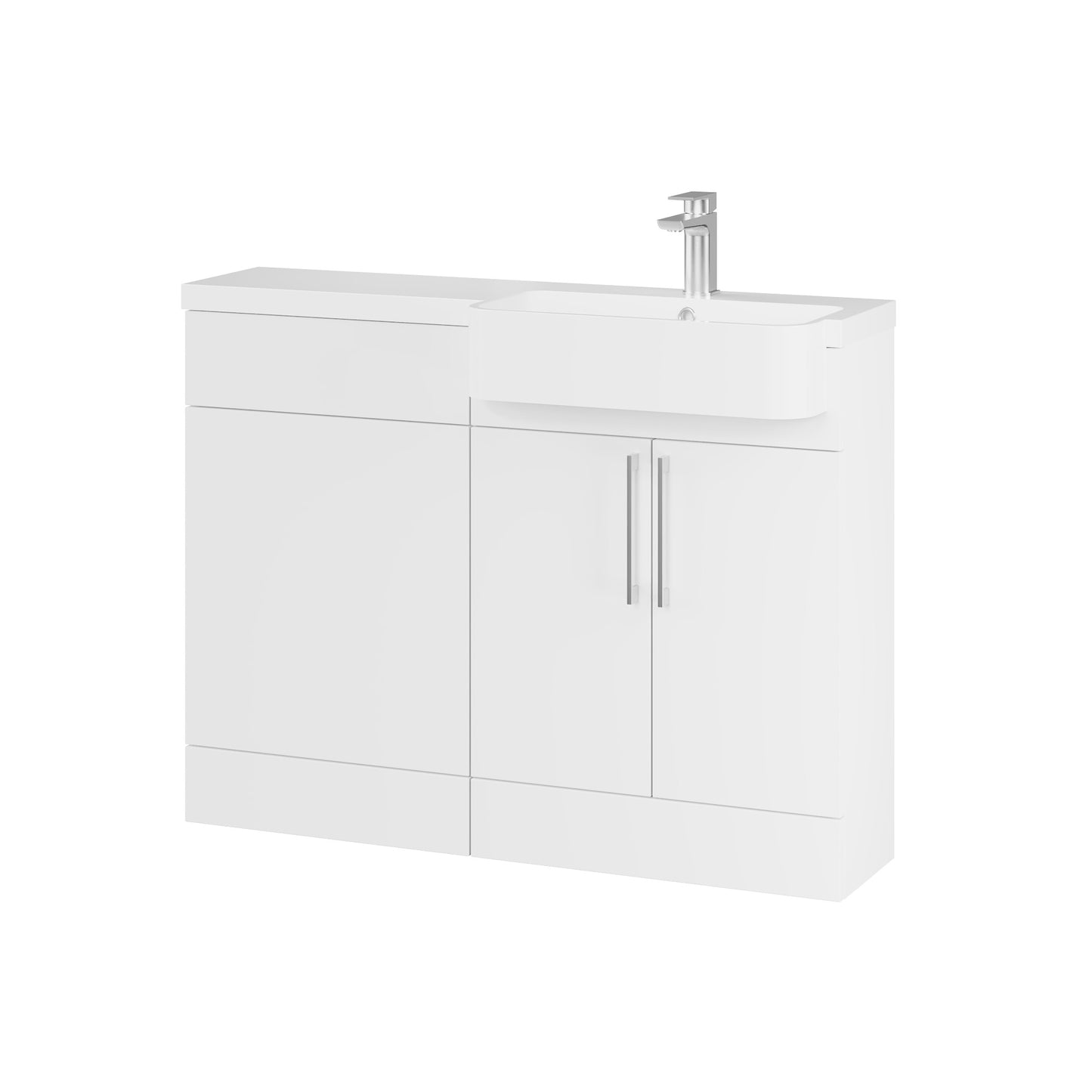 Fairford Union Style Slab Matt White 1100mm Round Semi Recessed Basin Right Hand Combination Pack
