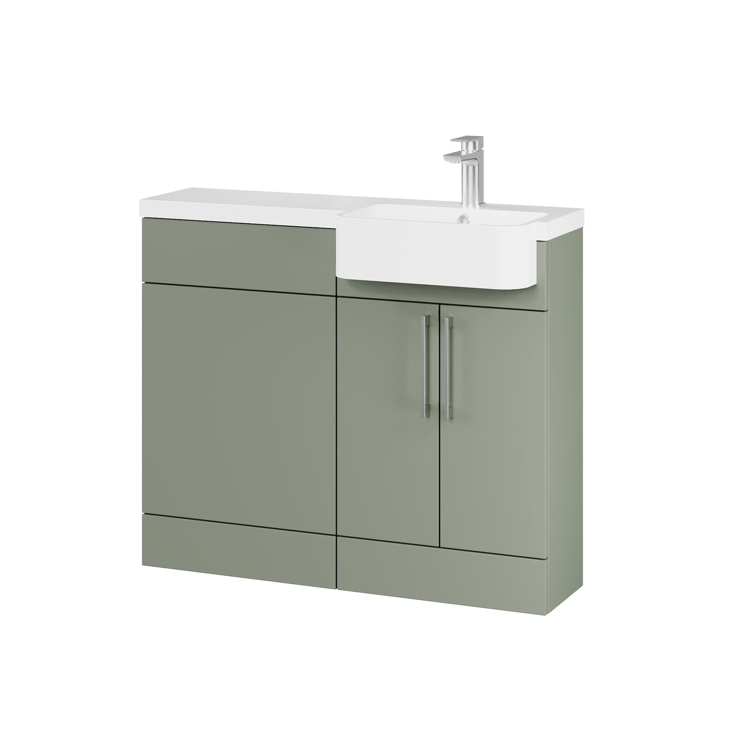 Fairford Union Style Slab Matt Lux Green 1000mm Round Semi Recessed Basin Right Hand Combination Pack