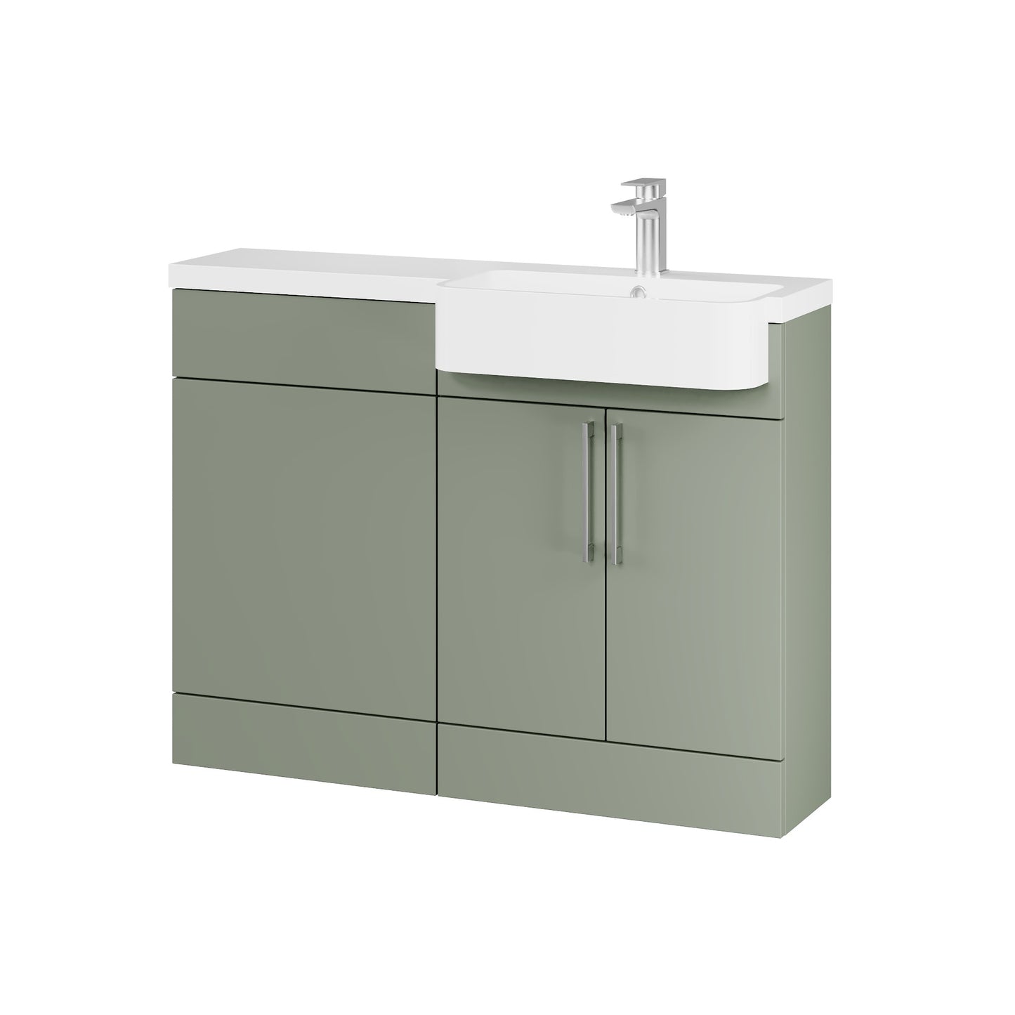 Fairford Union Style Slab Matt Lux Green 1100mm Round Semi Recessed Basin Right Hand Combination Pack