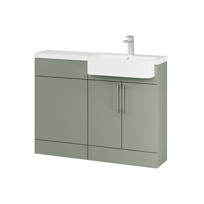 Fairford Union Style Slab Matt Lux Green 1100mm Round Semi Recessed Basin Right Hand Combination Pack