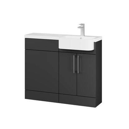 Fairford Union Style Slab Matt Soft Black 1000mm Round Semi Recessed Basin Right Hand Combination Pack