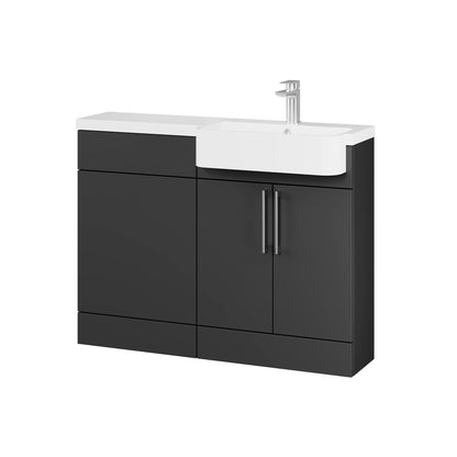 Fairford Union Style Slab Matt Soft Black 1100mm Round Semi Recessed Basin Right Hand Combination Pack