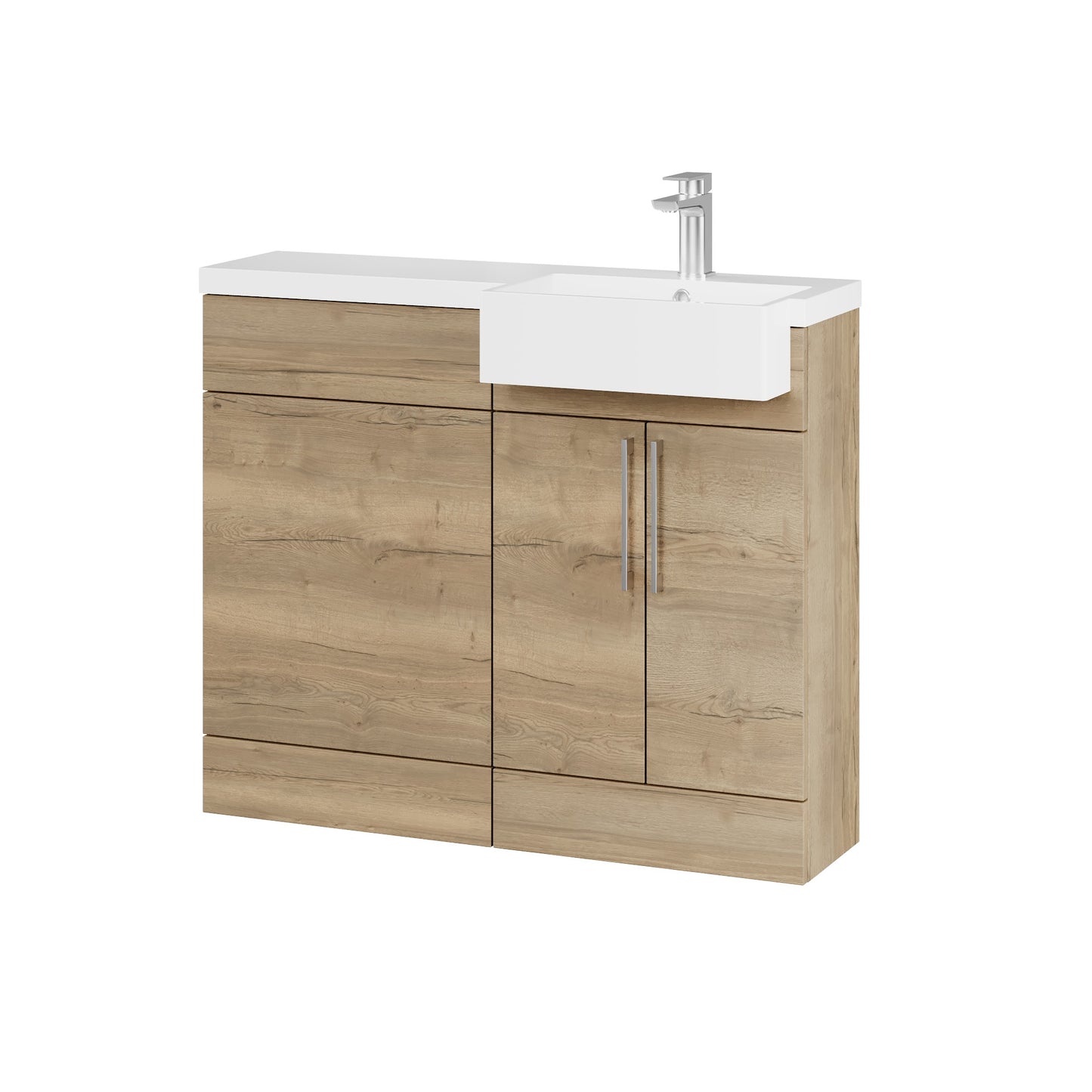 Fairford Union Style Slab Dark Oak 1000mm Square Semi Recessed Basin Right Hand Combination Pack