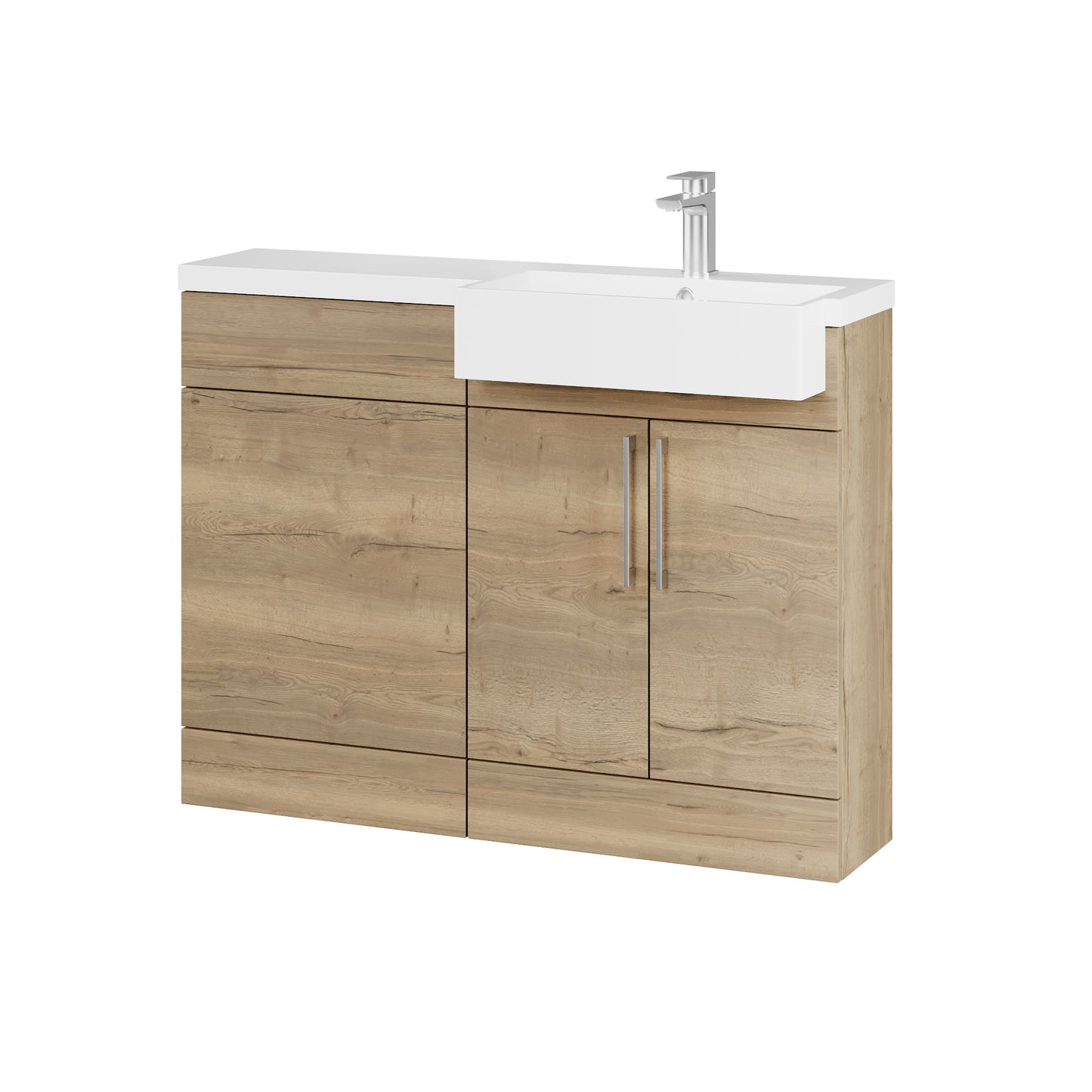 Fairford Union Style Slab Dark Oak 1100mm Square Semi Recessed Basin Right Hand Combination Pack