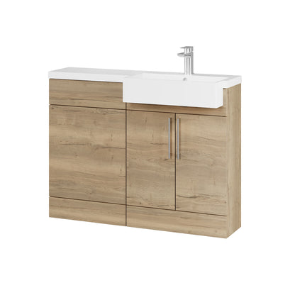 Fairford Union Style Slab Dark Oak 1100mm Square Semi Recessed Basin Right Hand Combination Pack