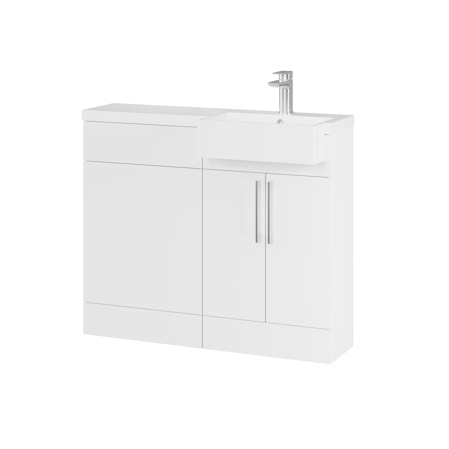 Fairford Union Style Slab Matt White 1000mm Square Semi Recessed Basin Right Hand Combination Pack