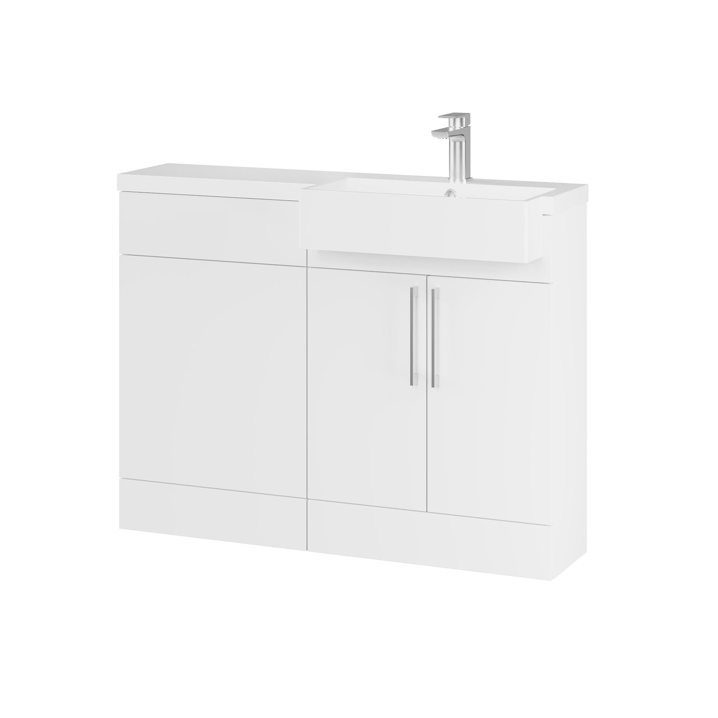 Fairford Union Style Slab Matt White 1100mm Square Semi Recessed Basin Right Hand Combination Pack