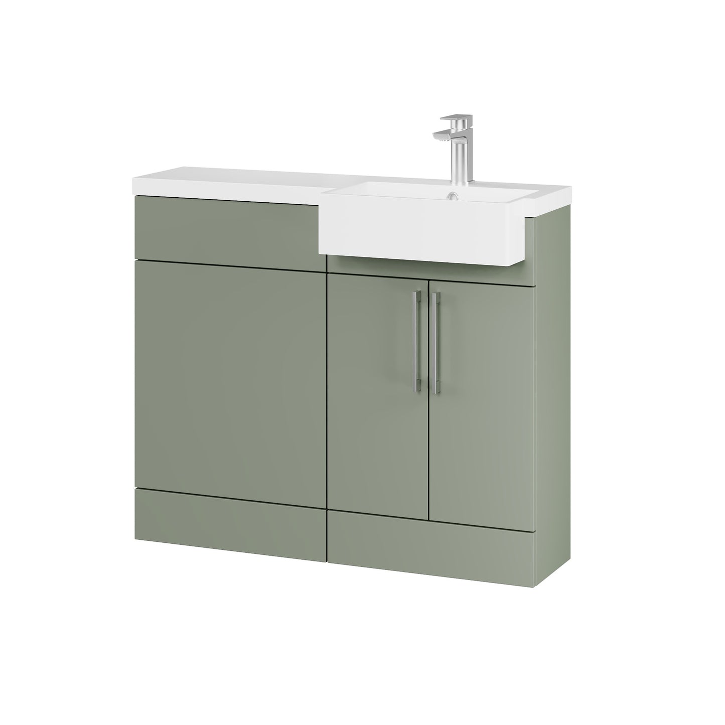 Fairford Union Style Slab Matt Lux Green 1000mm Square Semi Recessed Basin Right Hand Combination Pack