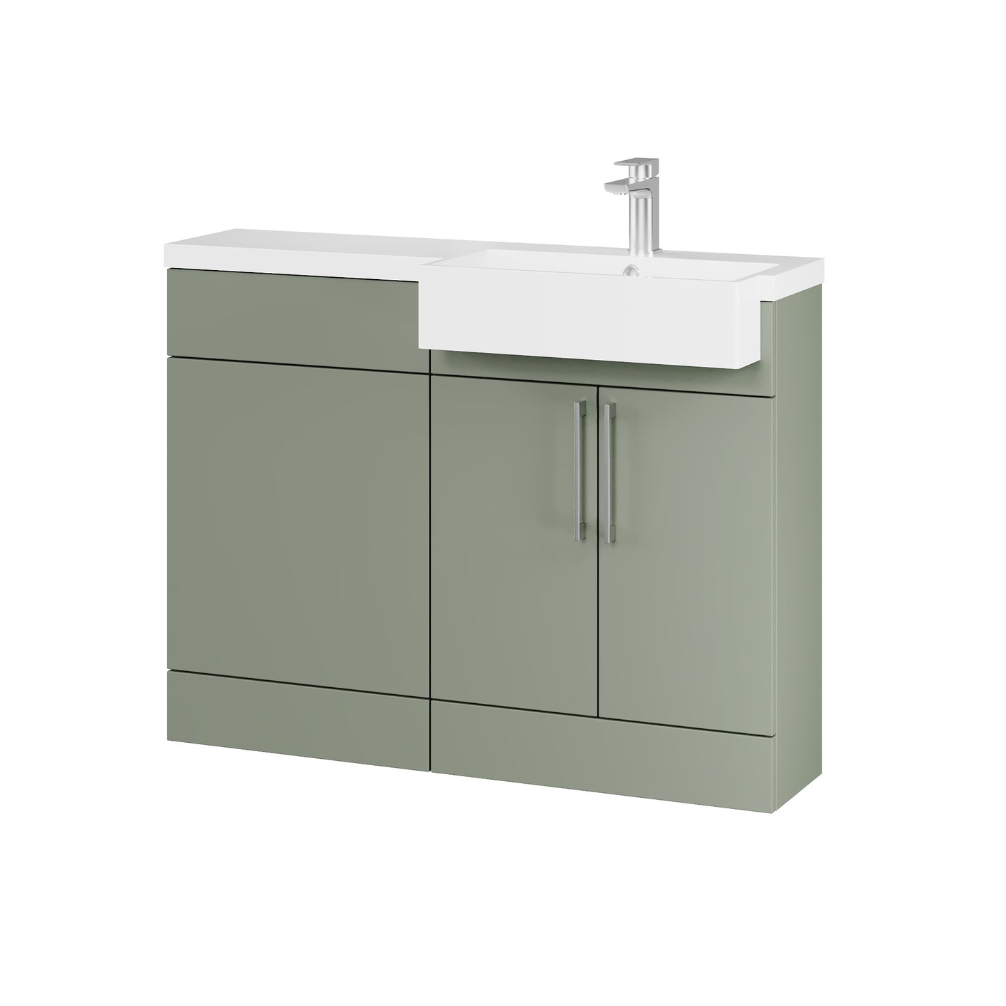 Fairford Union Style Slab Matt Lux Green 1100mm Square Semi Recessed Basin Right Hand Combination Pack