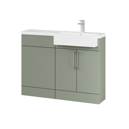 Fairford Union Style Slab Matt Lux Green 1100mm Square Semi Recessed Basin Right Hand Combination Pack