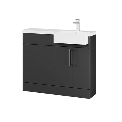 Fairford Union Style Slab Matt Soft Black 1000mm Square Semi Recessed Basin Right Hand Combination Pack