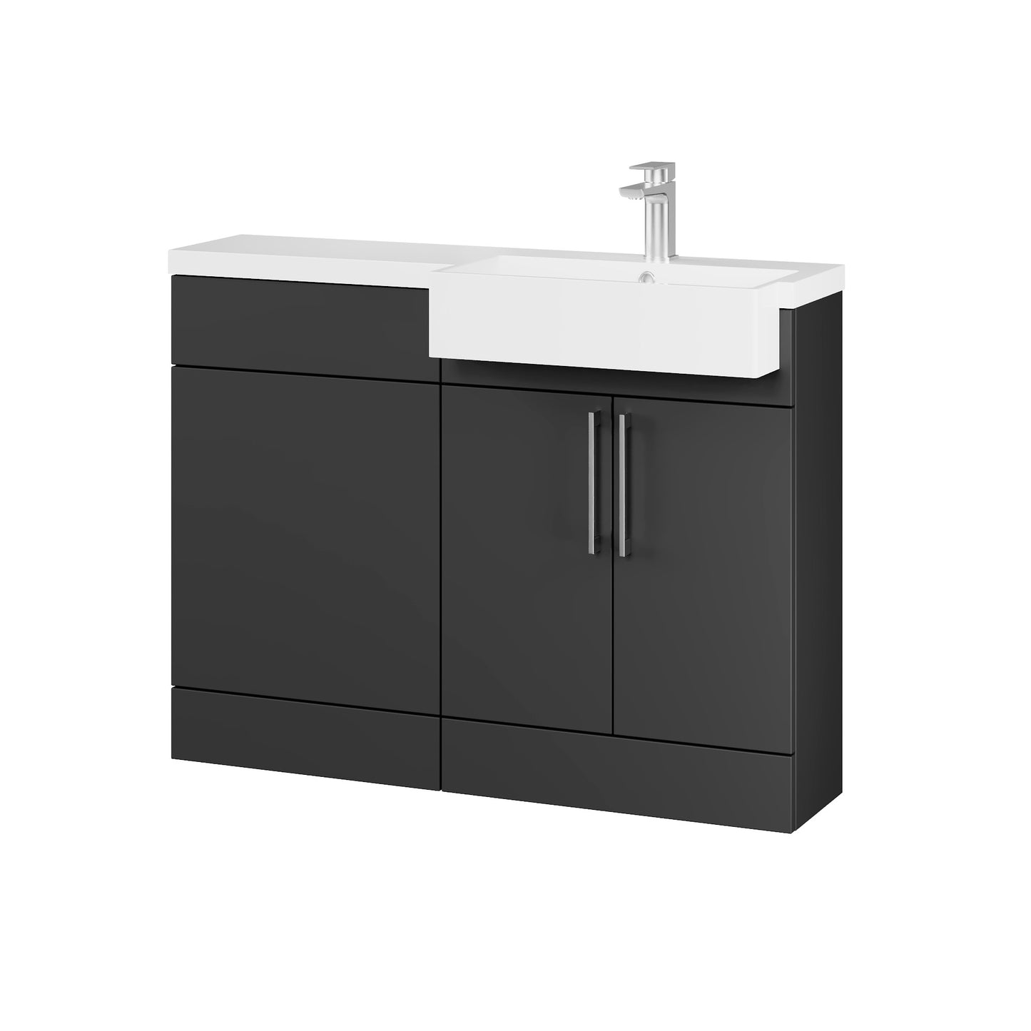 Fairford Union Style Slab Matt Soft Black 1100mm Square Semi Recessed Basin Right Hand Combination Pack