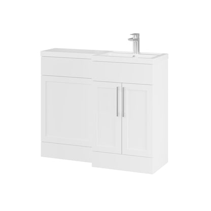 Fairford Union Style Shaker Matt White 1000mm L Shape Right Hand Combination Pack