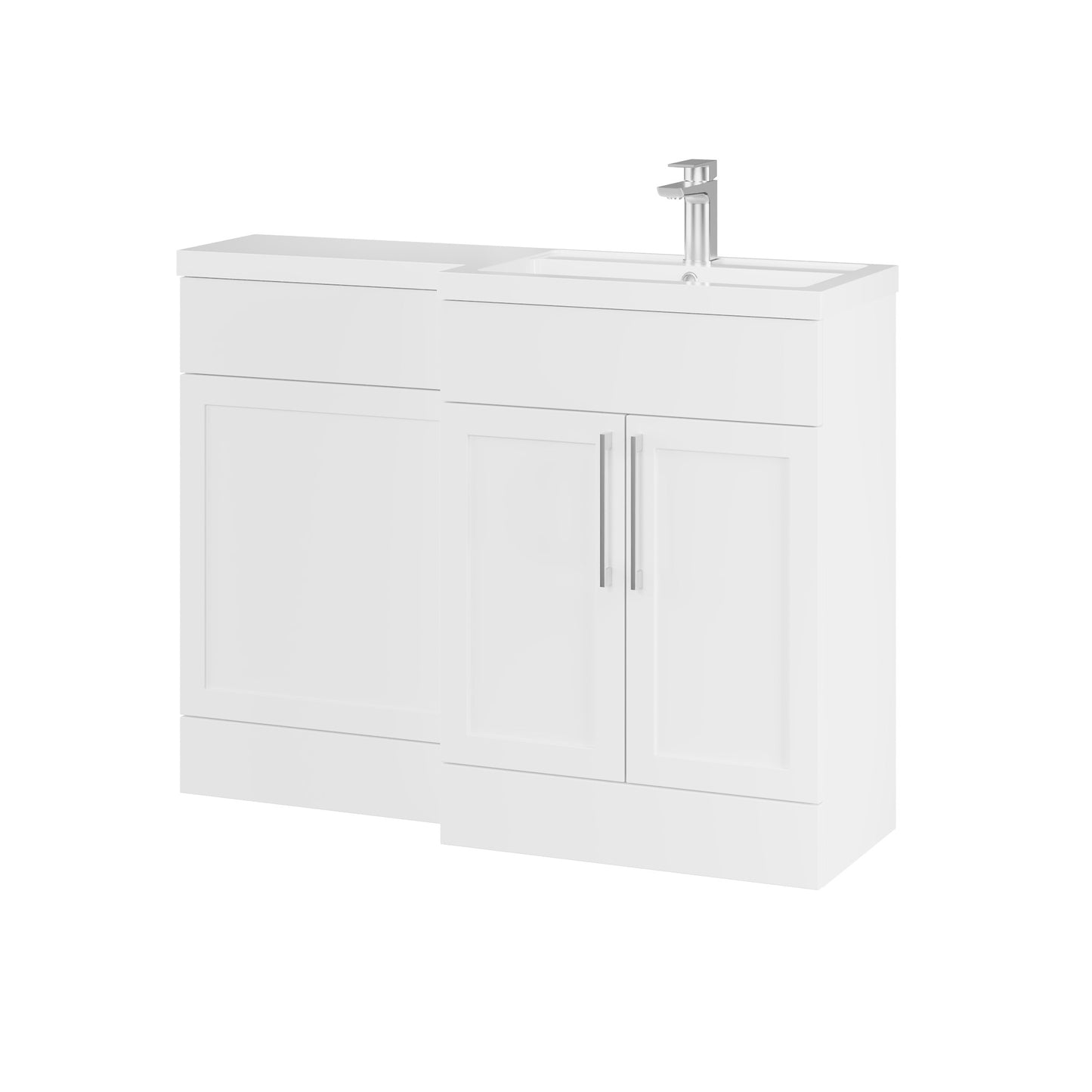 Fairford Union Style Shaker Matt White 1100mm L Shape Right Hand Combination Pack