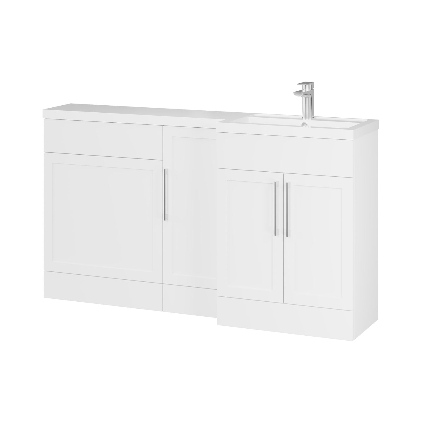 Fairford Union Style Shaker Matt White 1500mm L Shape Right Hand Combination Pack