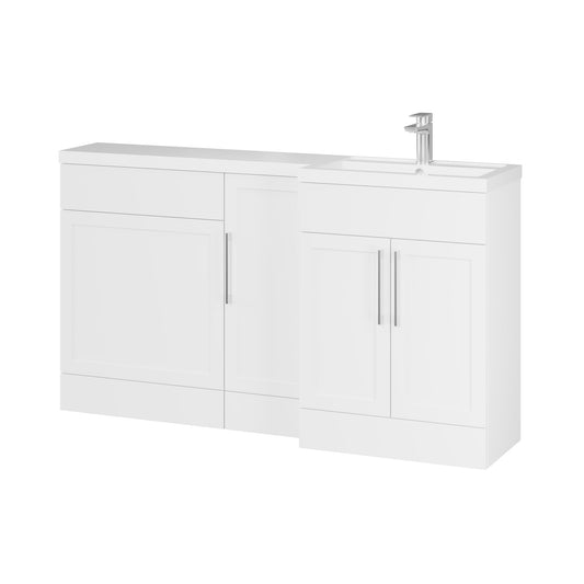 Fairford Union Style Shaker Matt White 1500mm L Shape Right Hand Combination Pack