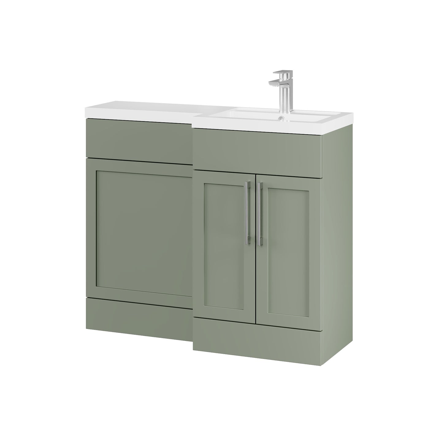 Fairford Union Style Shaker Matt Lux Green 1000mm L Shape Right Hand Combination Pack