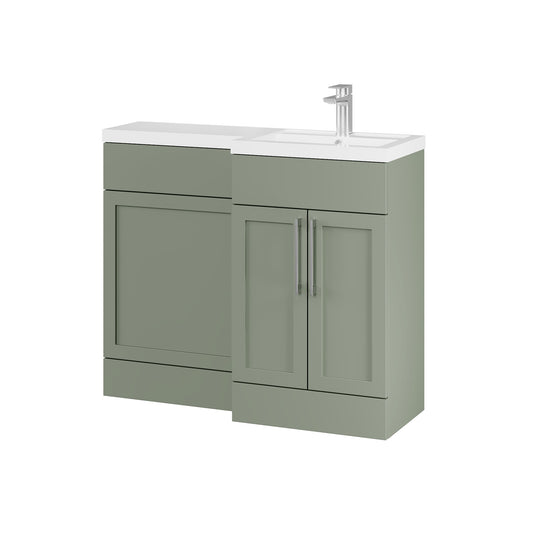 Fairford Union Style Shaker Matt Lux Green 1000mm L Shape Right Hand Combination Pack
