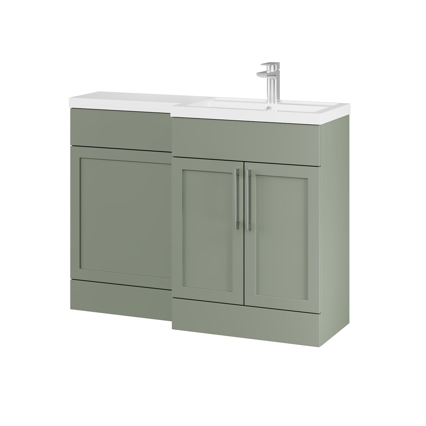 Fairford Union Style Shaker Matt Lux Green 1100mm L Shape Right Hand Combination Pack