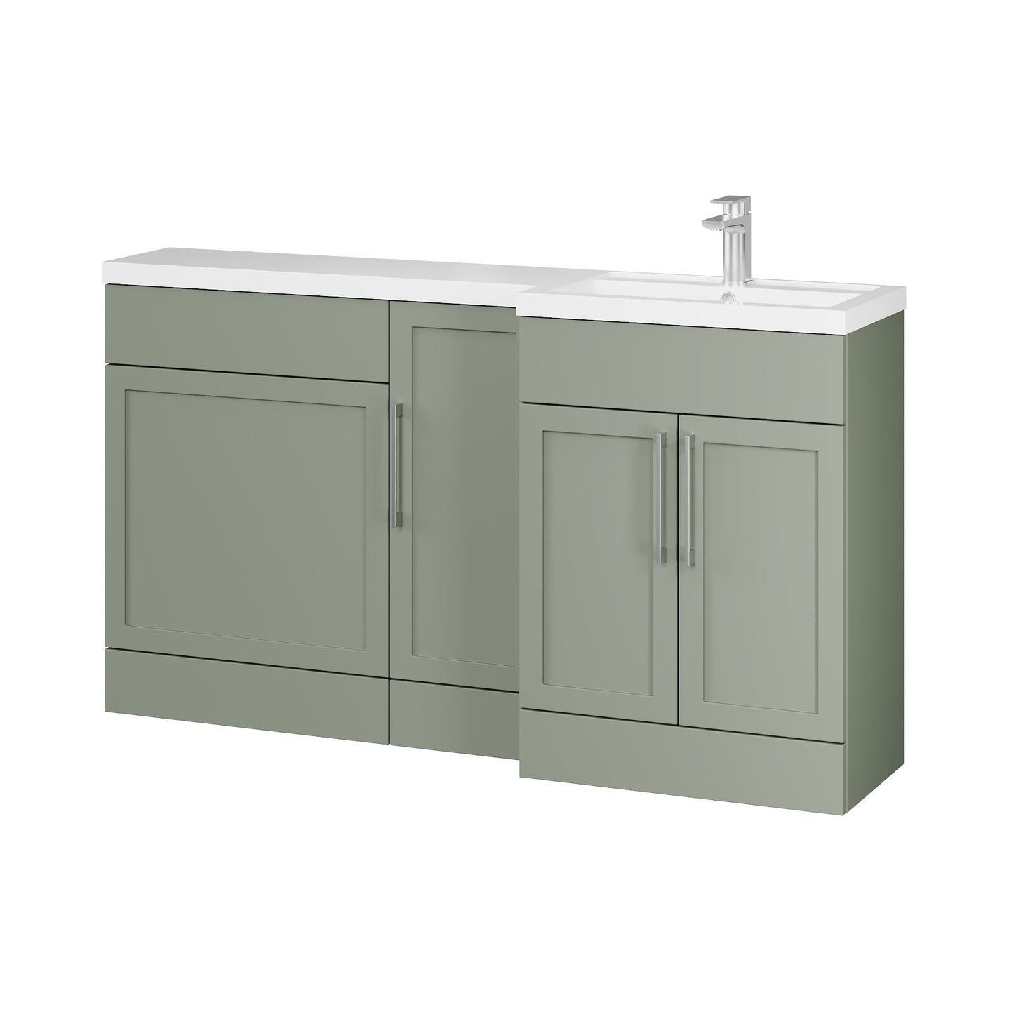 Fairford Union Style Shaker Matt Lux Green 1500mm L Shape Right Hand Combination Pack