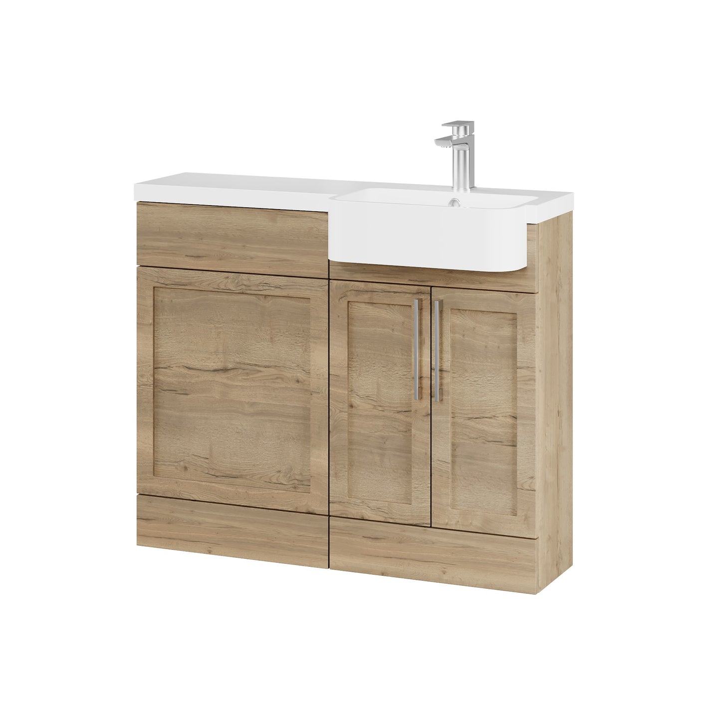 Fairford Union Style Shaker Dark Oak 1000mm Round Semi Recessed Basin Right Hand Combination Pack