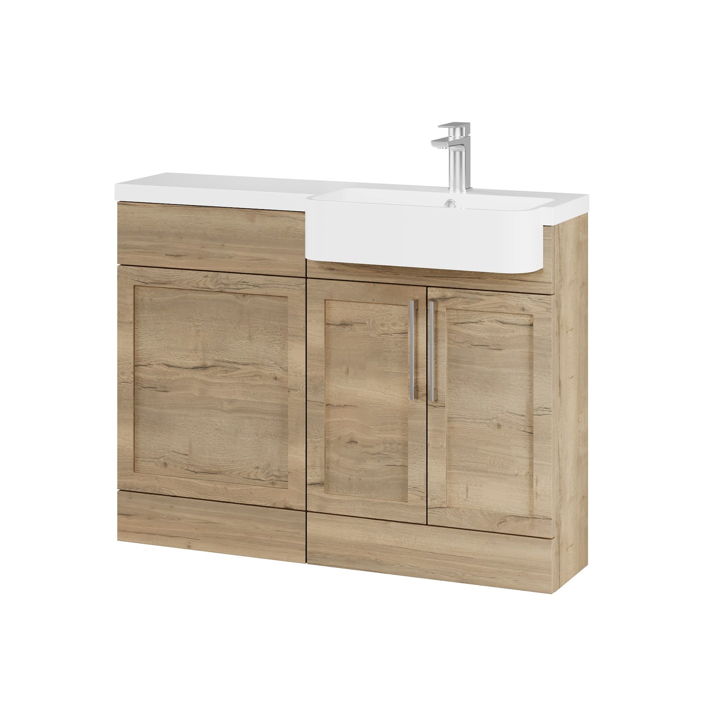 Fairford Union Style Shaker Dark Oak 1100mm Round Semi Recessed Basin Right Hand Combination Pack