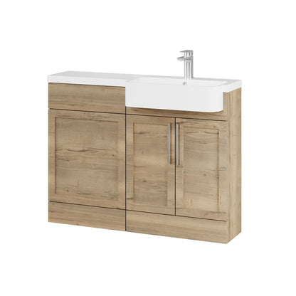 Fairford Union Style Shaker Dark Oak 1100mm Round Semi Recessed Basin Right Hand Combination Pack