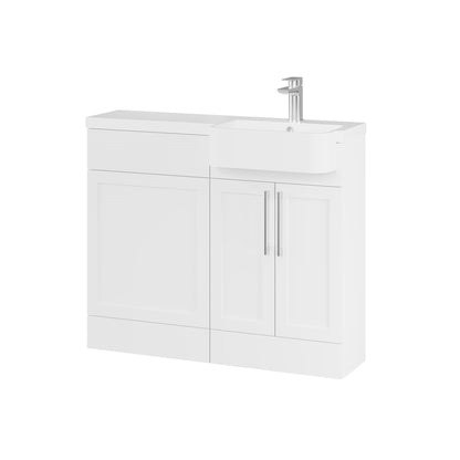 Fairford Union Style Shaker Matt White 1000mm Round Semi Recessed Basin Right Hand Combination Pack