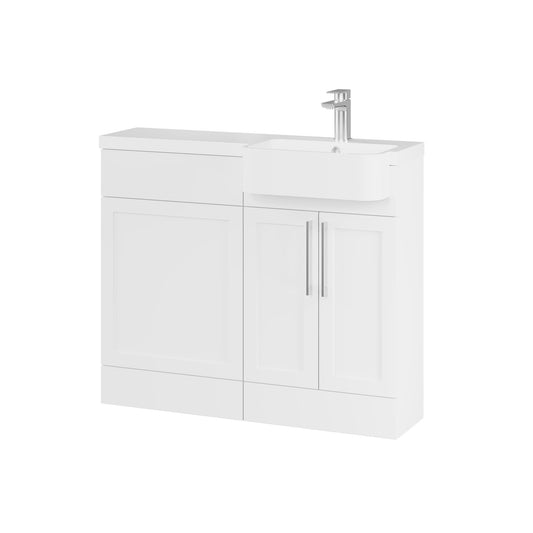 Fairford Union Style Shaker Matt White 1000mm Round Semi Recessed Basin Right Hand Combination Pack