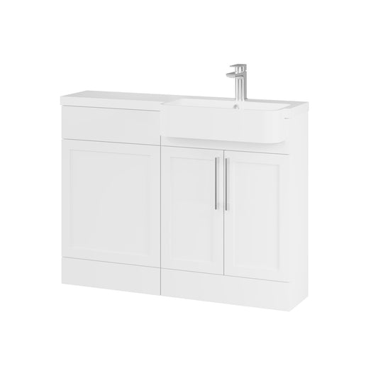 Fairford Union Style Shaker Matt White 1100mm Round Semi Recessed Basin Right Hand Combination Pack