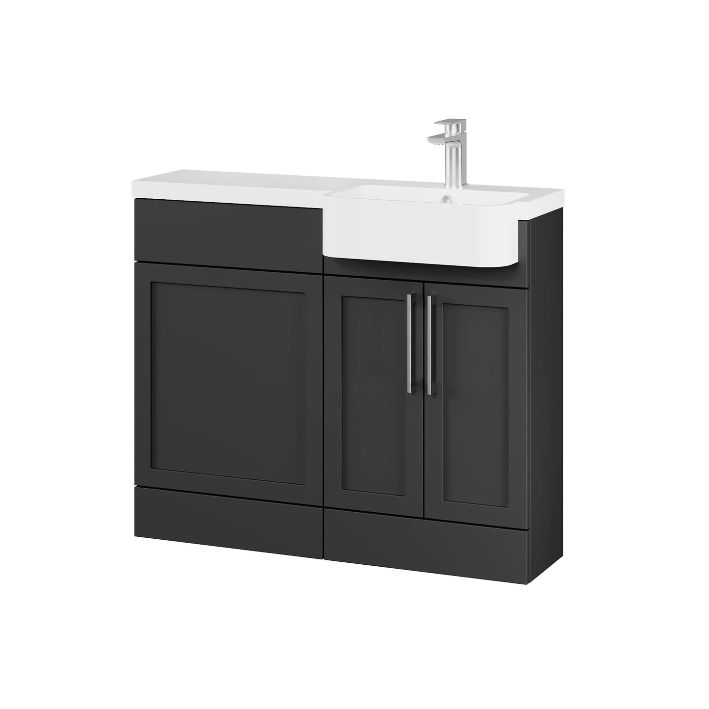 Fairford Union Style Shaker Matt Soft Black 1000mm Round Semi Recessed Basin Right Hand Combination Pack