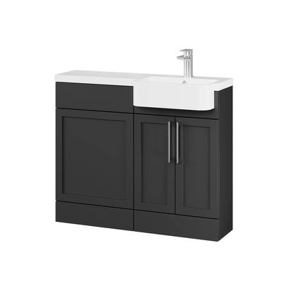 Fairford Union Style Shaker Matt Soft Black 1000mm Round Semi Recessed Basin Right Hand Combination Pack