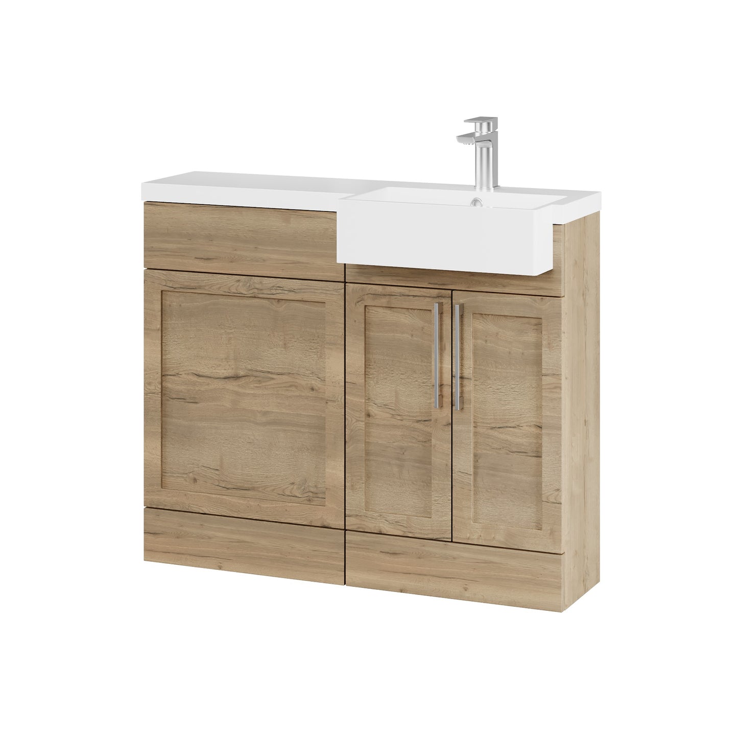 Fairford Union Style Shaker Dark Oak 1000mm Square Semi Recessed Basin Right Hand Combination Pack