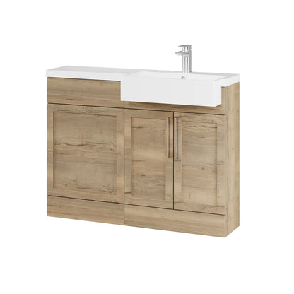 Fairford Union Style Shaker Dark Oak 1100mm Square Semi Recessed Basin Right Hand Combination Pack