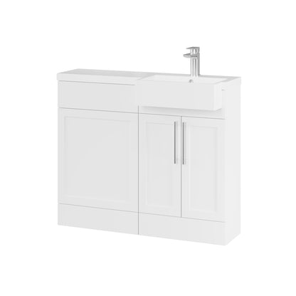 Fairford Union Style Shaker Matt White 1000mm Square Semi Recessed Basin Right Hand Combination Pack