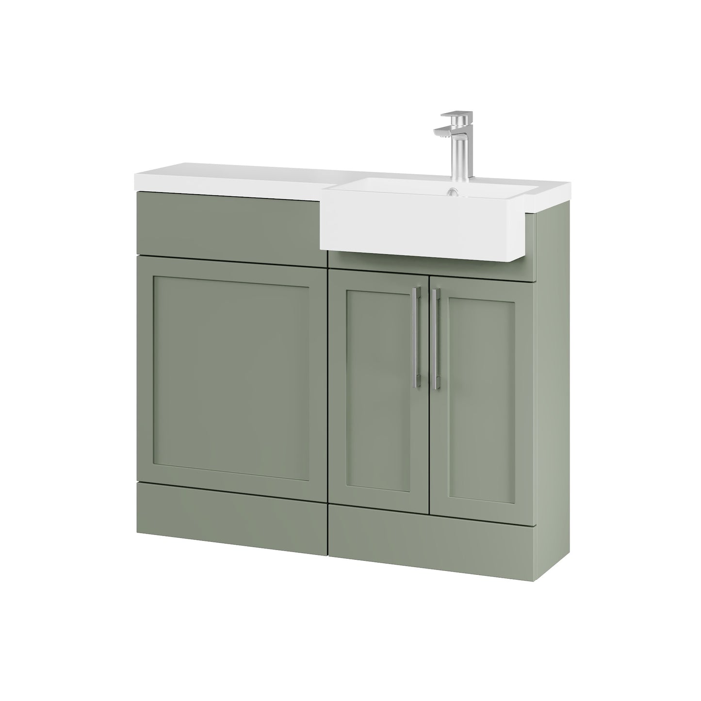 Fairford Union Style Shaker Matt Lux Green 1000mm Square Semi Recessed Basin Right Hand Combination Pack