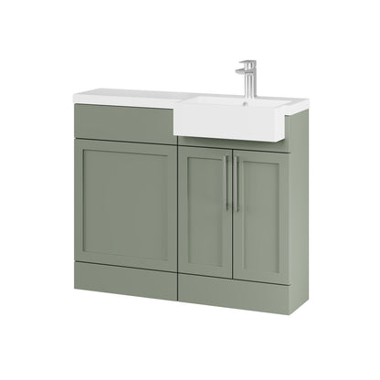 Fairford Union Style Shaker Matt Lux Green 1000mm Square Semi Recessed Basin Right Hand Combination Pack