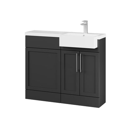 Fairford Union Style Shaker Matt Soft Black 1000mm Square Semi Recessed Basin Right Hand Combination Pack