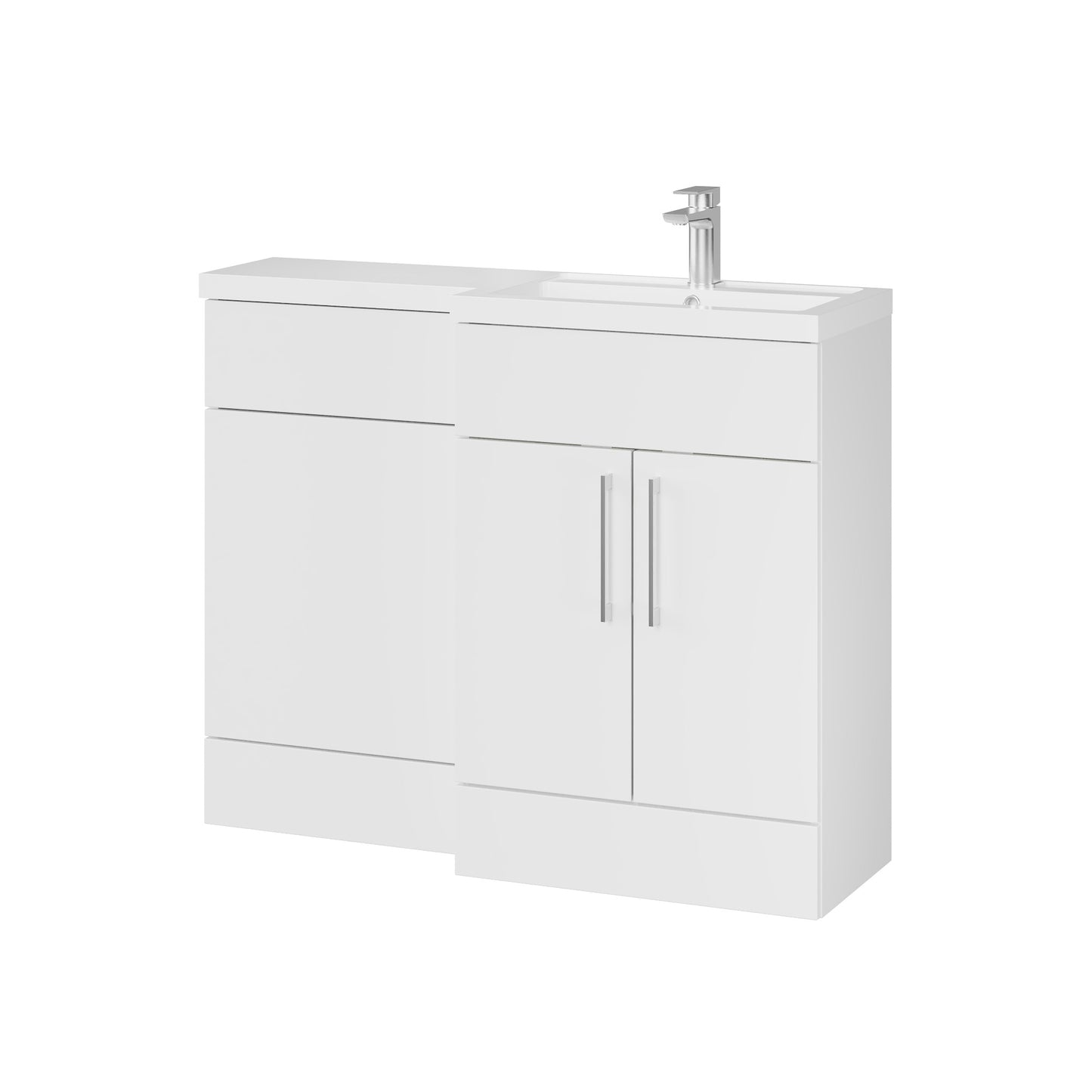 Fairford Union Gloss White 1100mm Round Semi Recessed Basin Right Hand Combination Pack